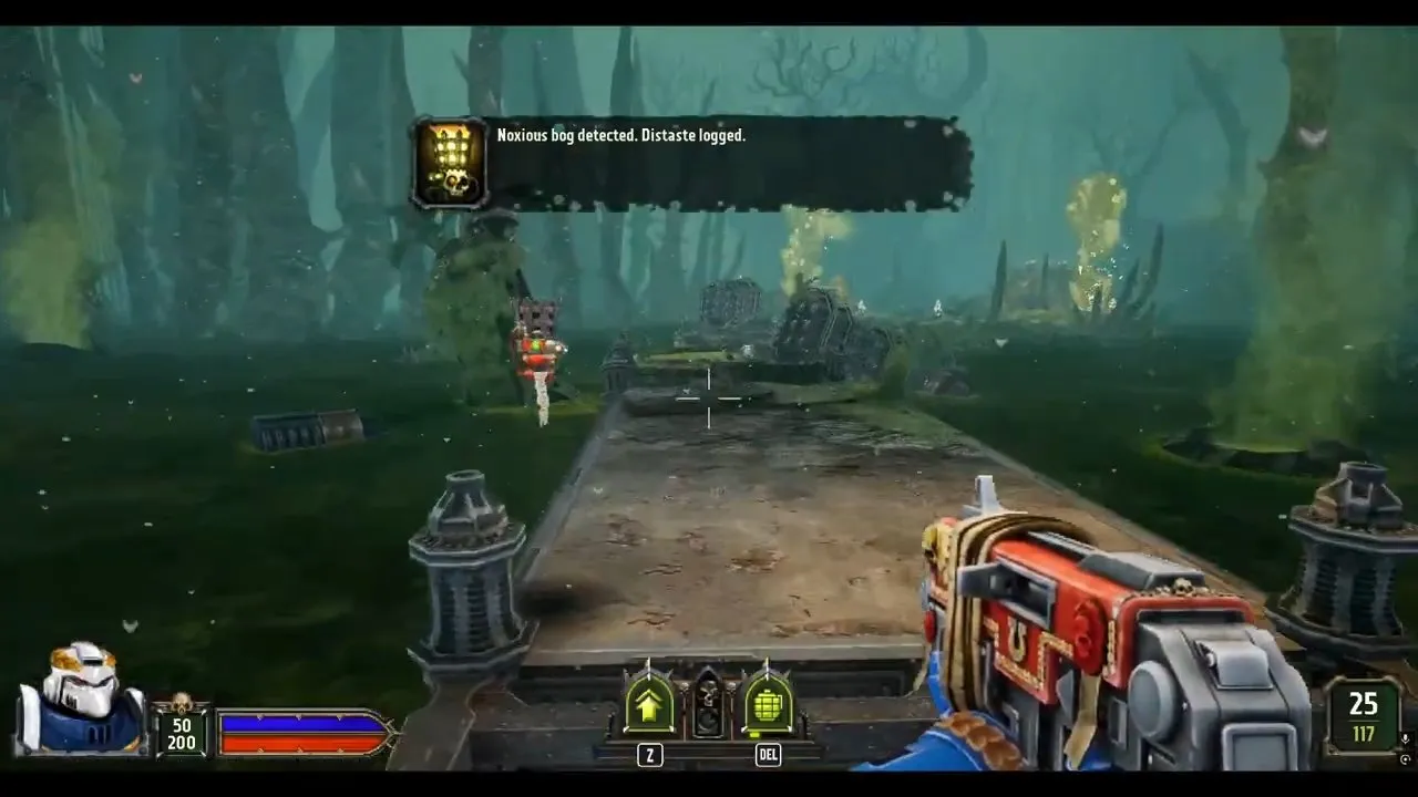 Boltgun 2 difficulty and Exterminatus distant enemies beyond the path through Festering Bog