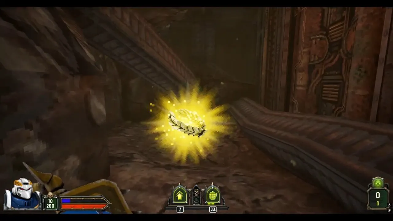 Boltgun 2 difficulty and Exterminatus glowing Emperor's Visage beside a metal slope