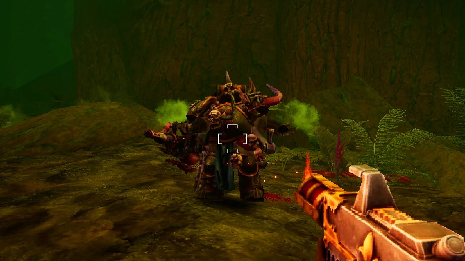 Boltgun 2 Blightlord Terminator in a green Nurgle swamp