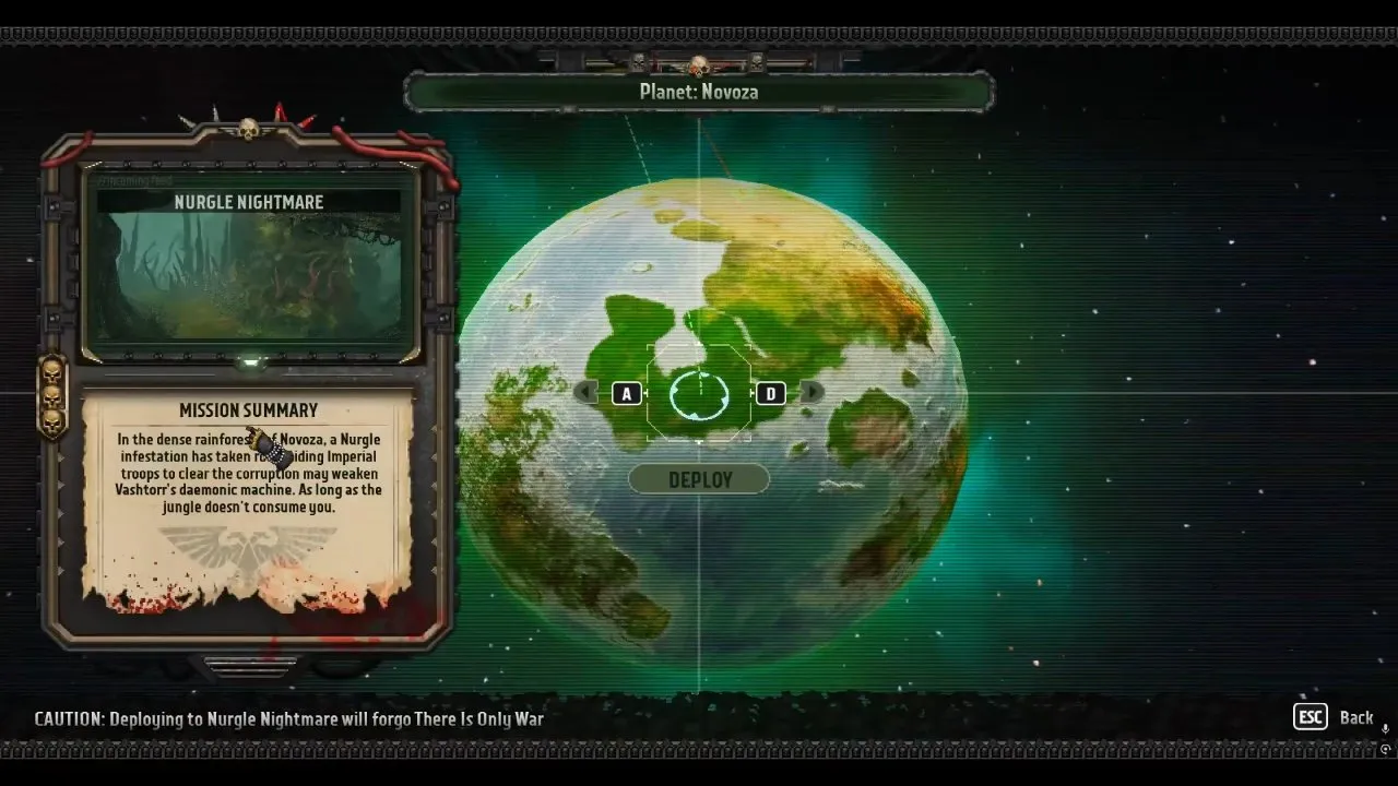 Boltgun 2 walkthrough Nurgle Nightmare mission summary and Deploy button on Novoza