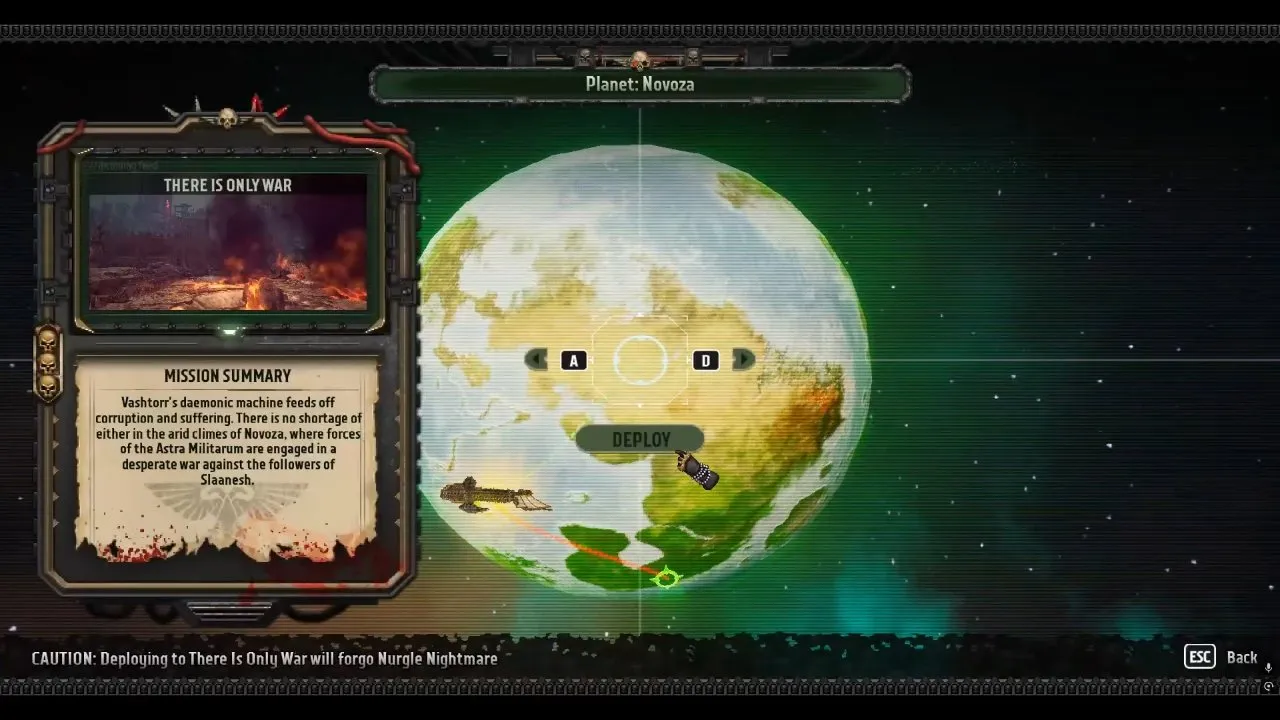 Boltgun 2 walkthrough There Is Only War mission summary and Deploy button on Novoza